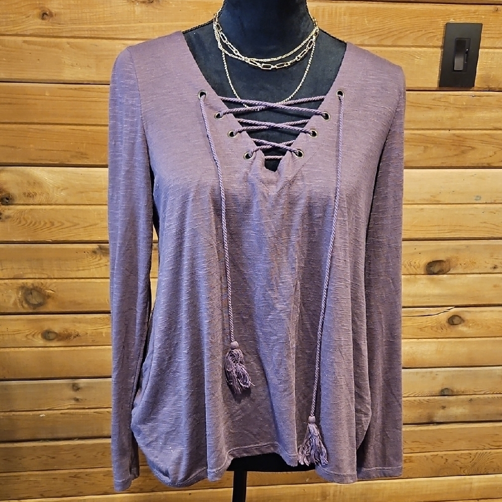 Altar'd State Purple Boho Lace Up Flowy Tunic Womens Medium